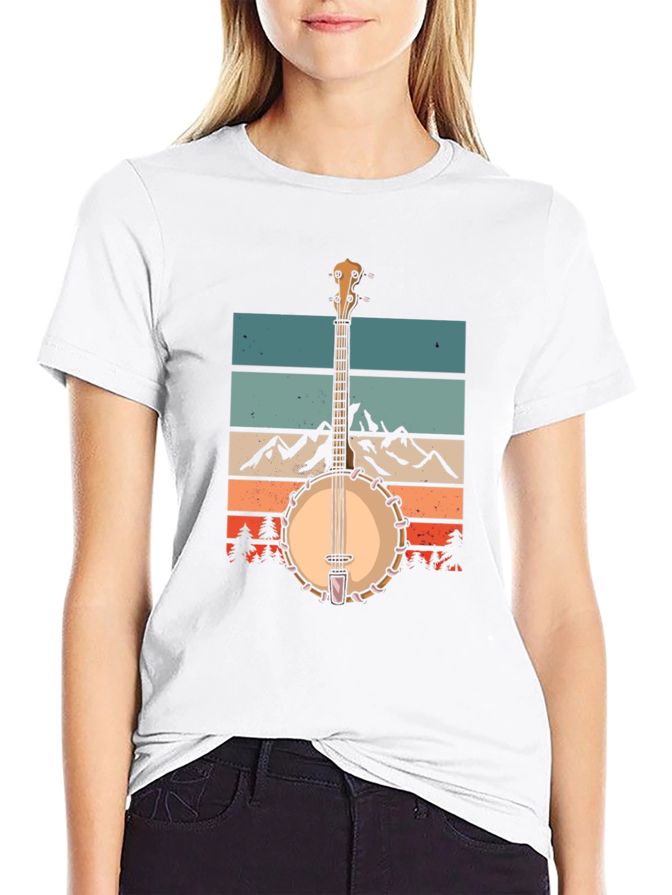 Banjo Mountainscape Graphic Tee - Retro Style