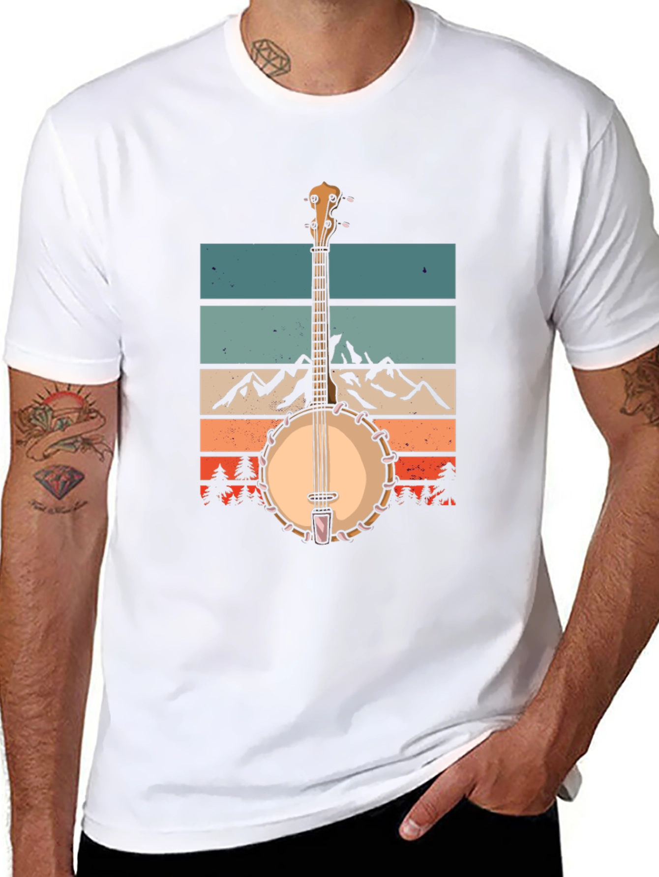 Banjo Mountainscape Graphic Tee - Retro Style