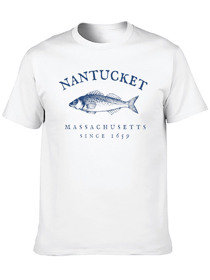 Nantucket Massachusetts Fish Graphic T-Shirt