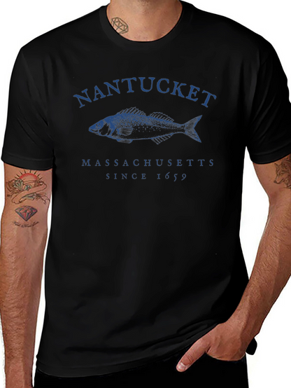 Nantucket Massachusetts Fish Graphic T-Shirt