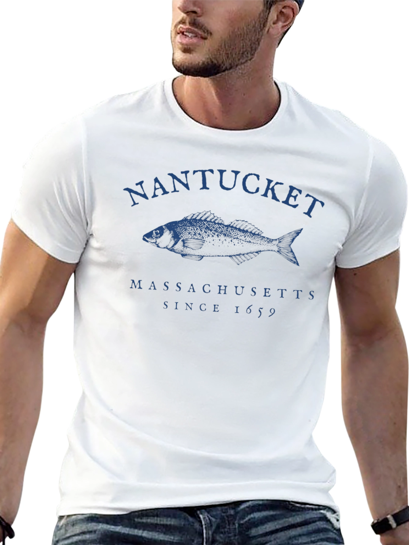 Nantucket Massachusetts Fish Graphic T-Shirt