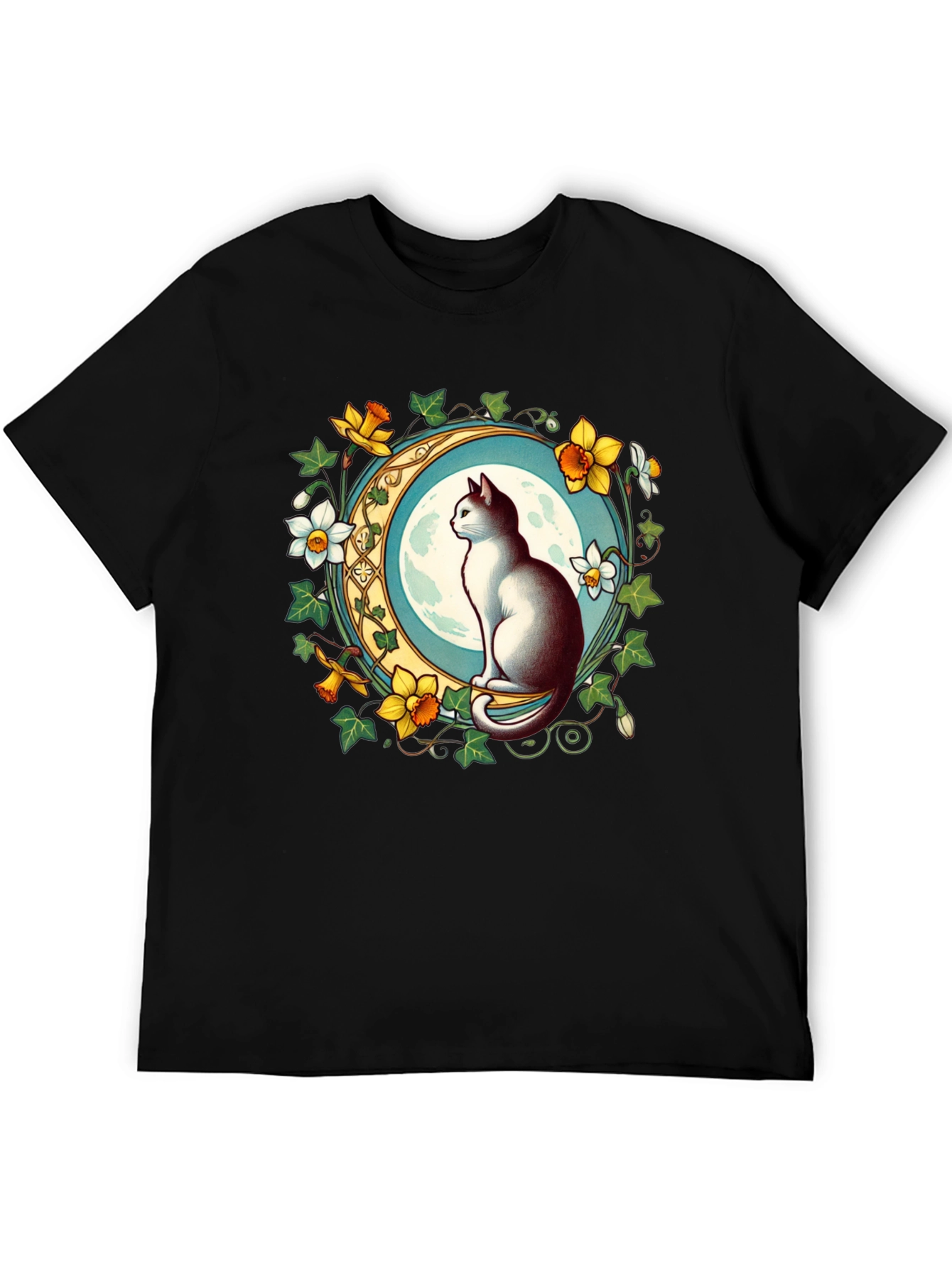 Cat and Moon Graphic T-Shirt
