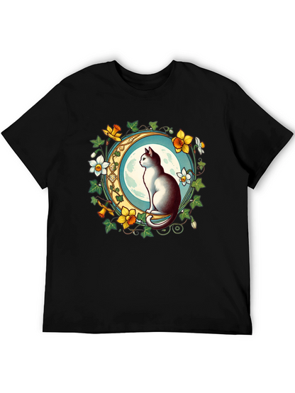 Cat and Moon Graphic T-Shirt
