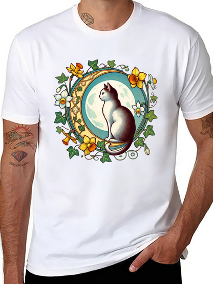 Cat and Moon Graphic T-Shirt