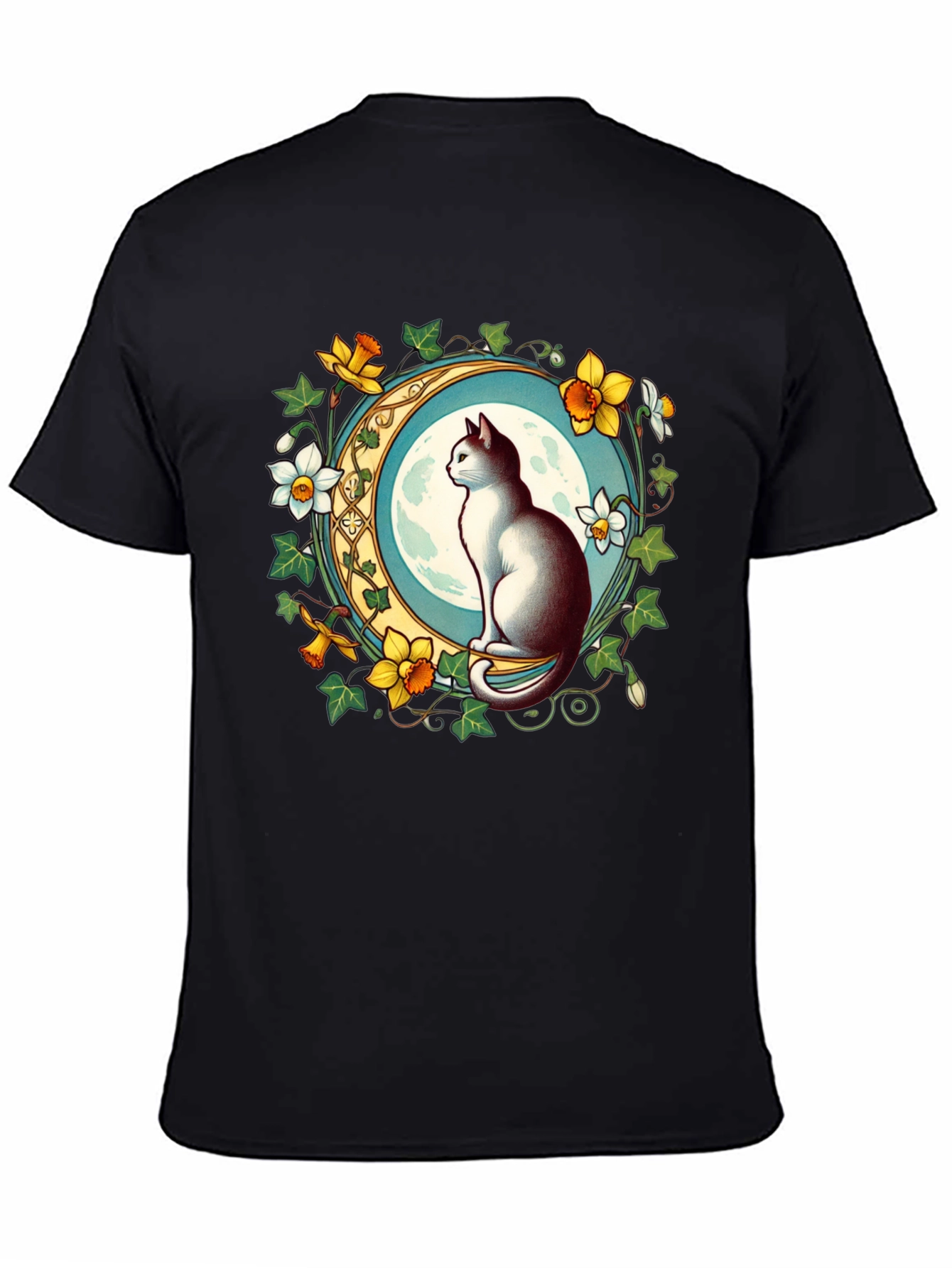 Cat and Moon Graphic T-Shirt