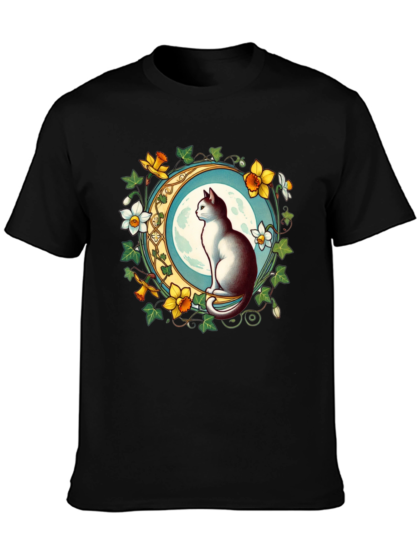 Cat and Moon Graphic T-Shirt