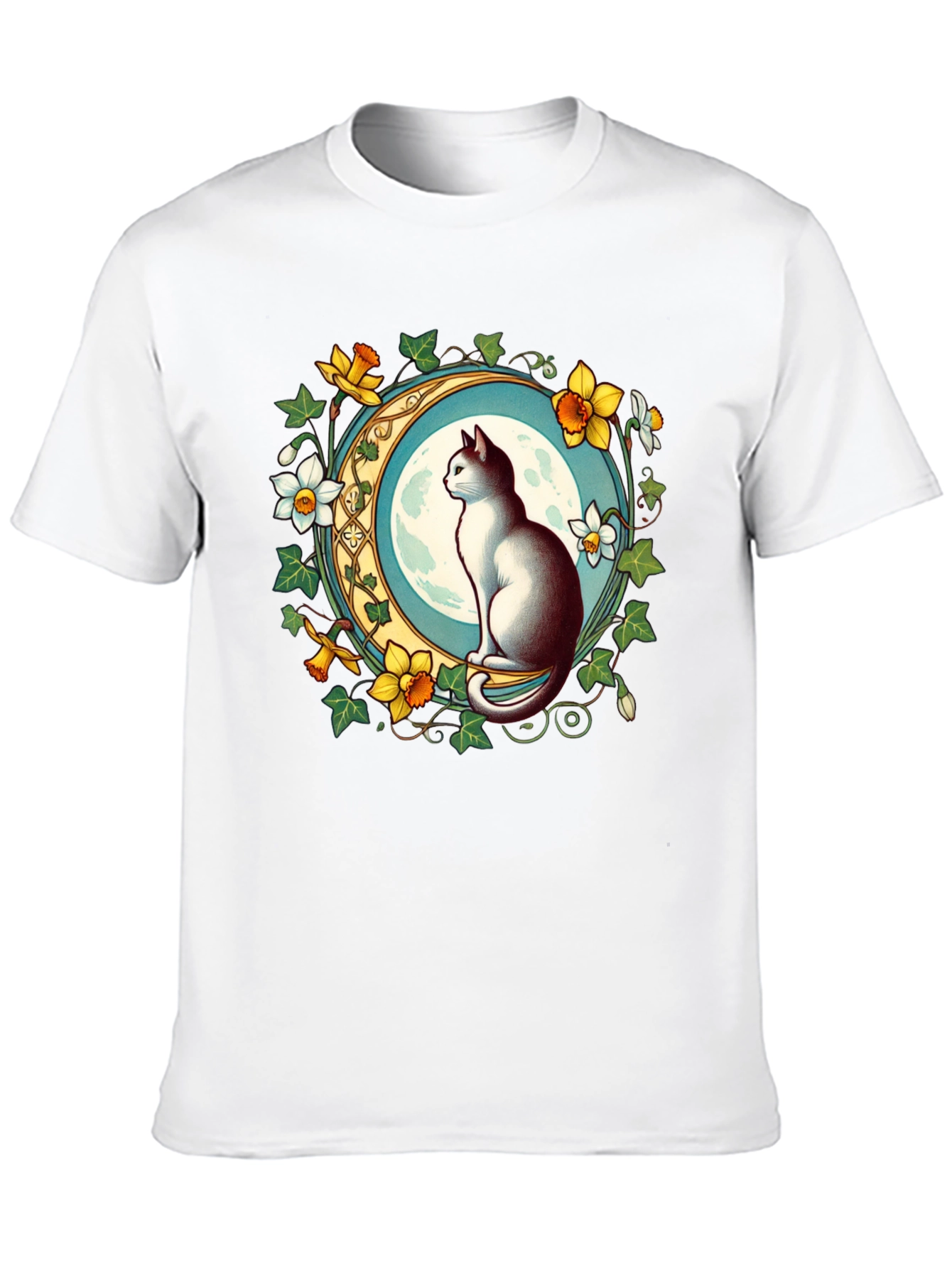 Cat and Moon Graphic T-Shirt