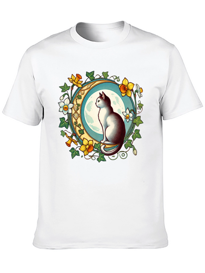 Cat and Moon Graphic T-Shirt