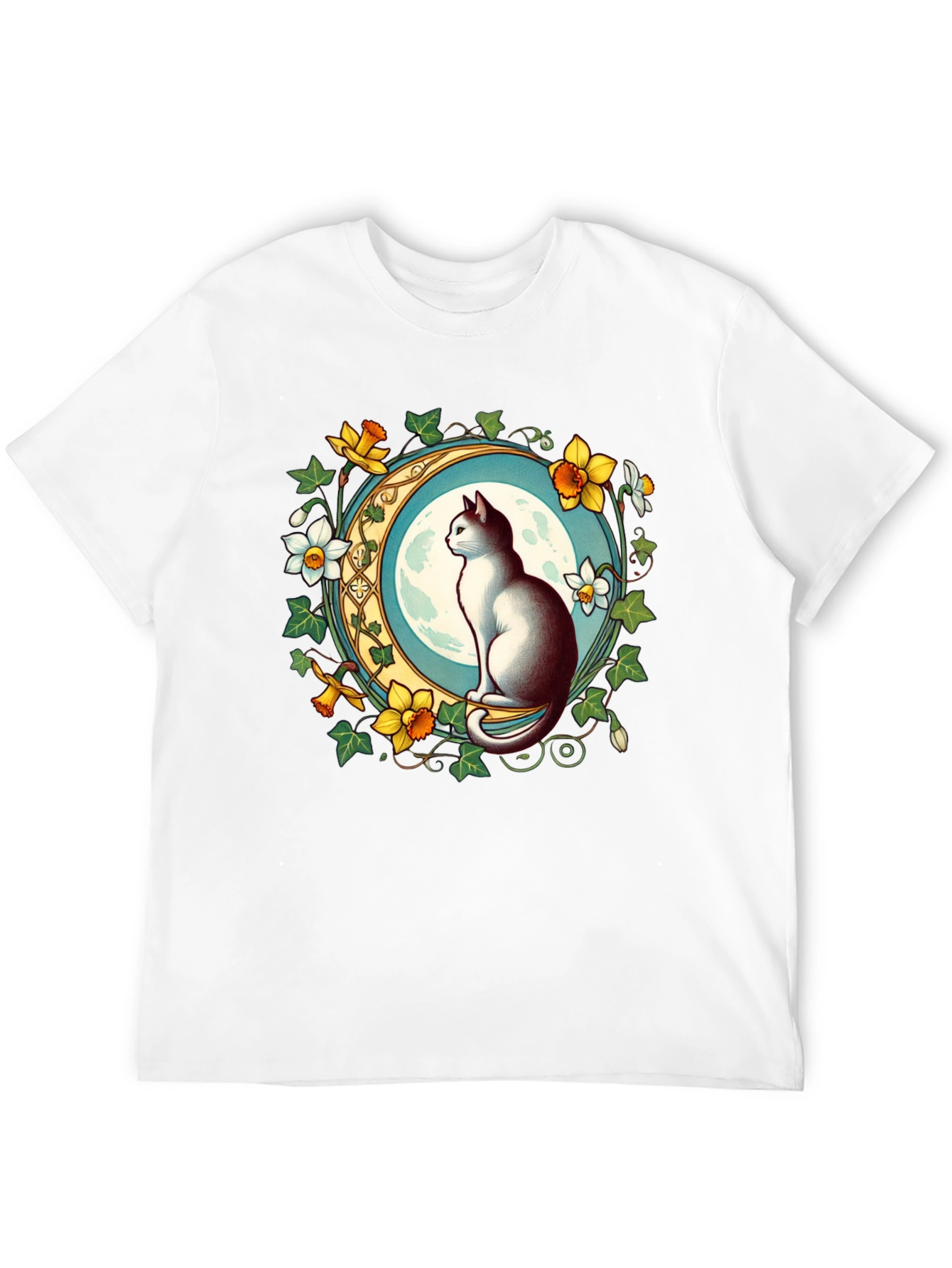 Cat and Moon Graphic T-Shirt