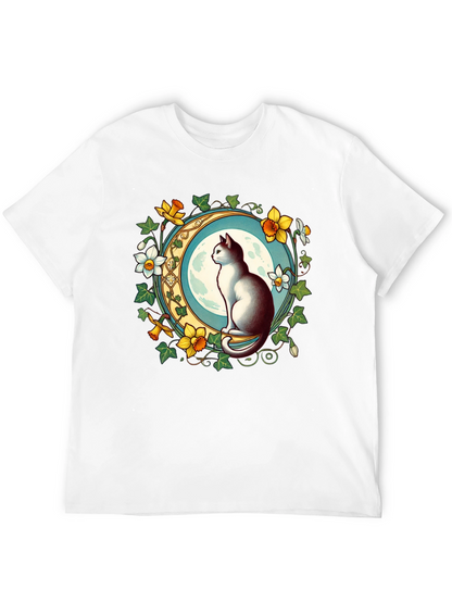 Cat and Moon Graphic T-Shirt