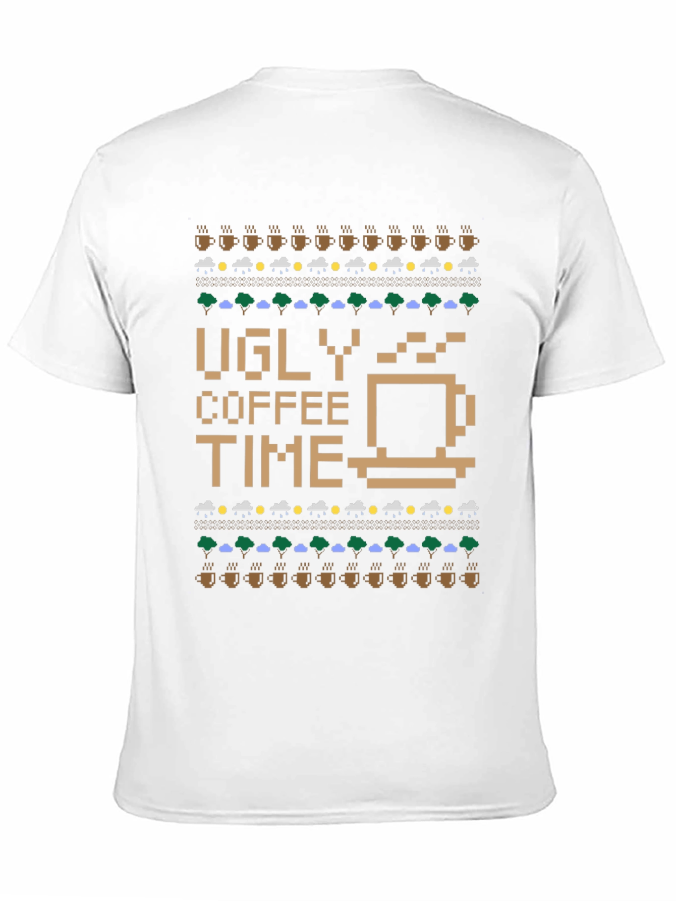 Ugly Coffee Time Pixel Art Novelty T-Shirt