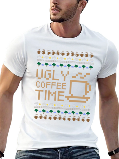 Ugly Coffee Time Pixel Art Novelty T-Shirt