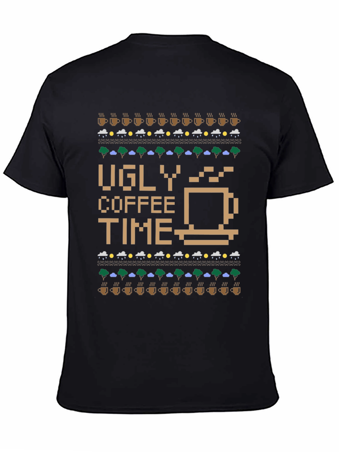 Ugly Coffee Time Pixel Art Novelty T-Shirt