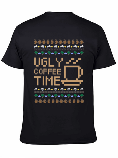 Ugly Coffee Time Pixel Art Novelty T-Shirt
