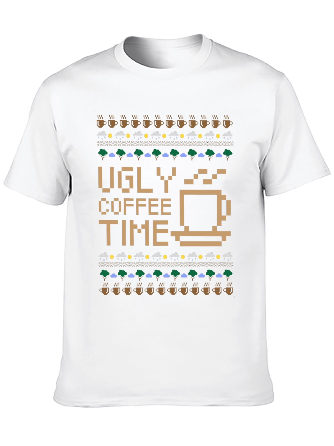 Ugly Coffee Time Pixel Art Novelty T-Shirt