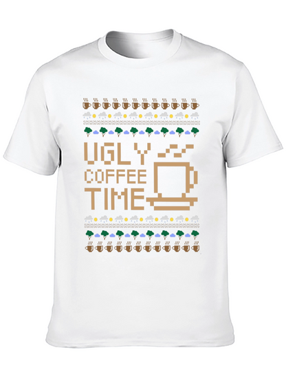 Ugly Coffee Time Pixel Art Novelty T-Shirt