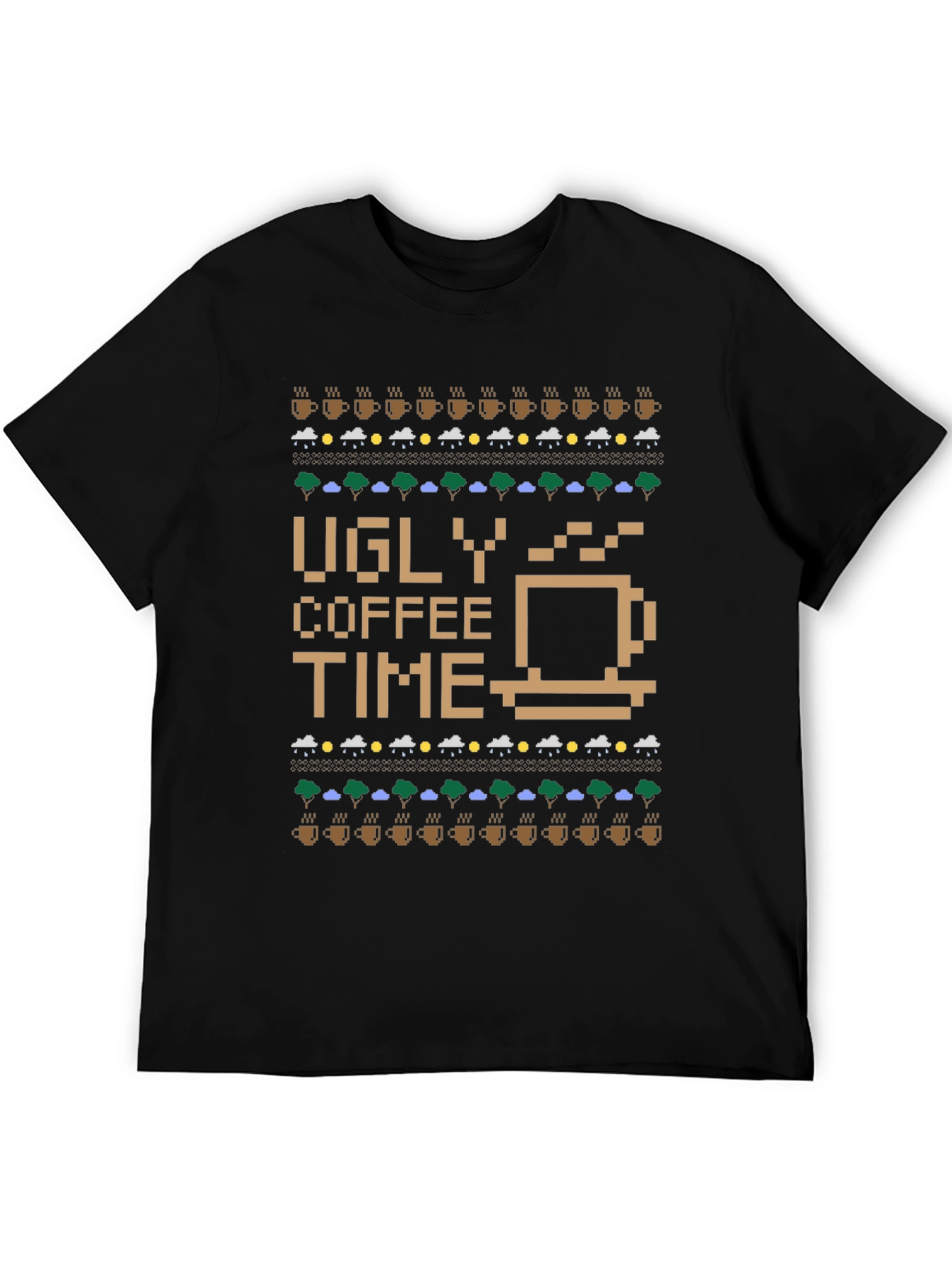 Ugly Coffee Time Pixel Art Novelty T-Shirt