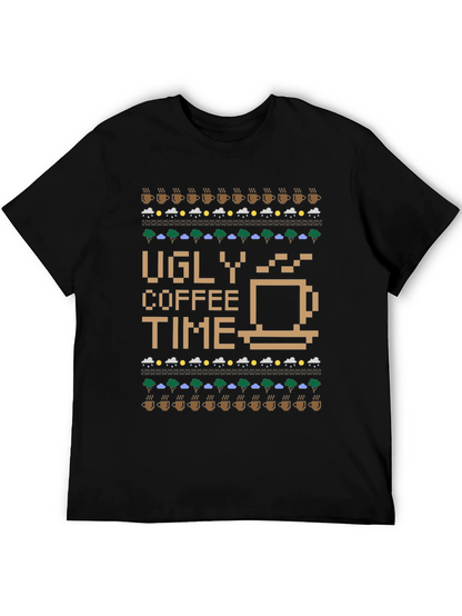 Ugly Coffee Time Pixel Art Novelty T-Shirt