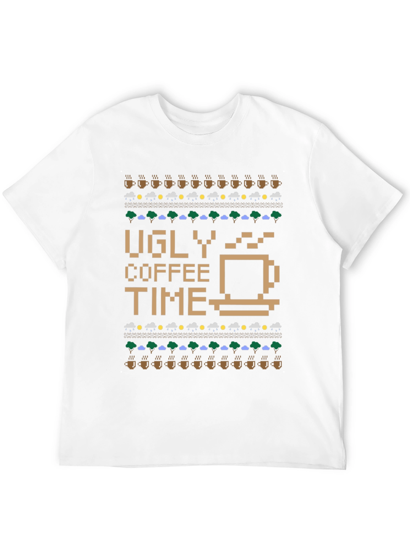 Ugly Coffee Time Pixel Art Novelty T-Shirt
