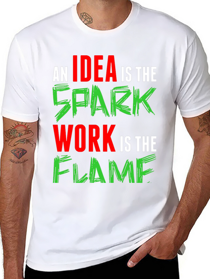 Idea Spark Flame Graphic Tee - Black Cotton T-Shirt