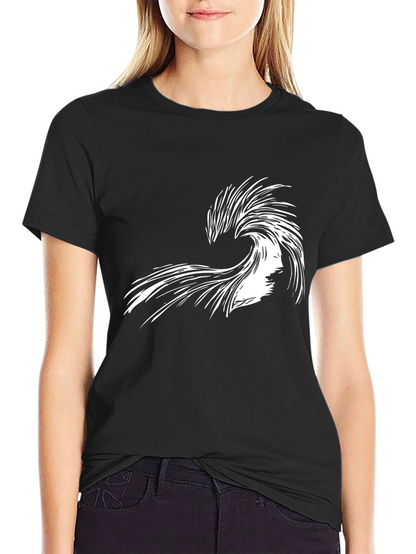 Abstract Wave Graphic Tee - Black Cotton Shirt