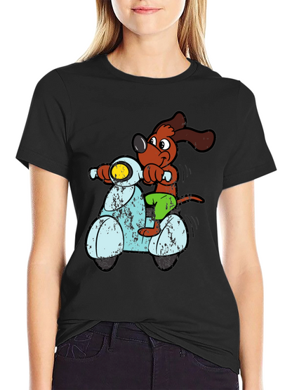 Dog Riding Scooter Graphic T-Shirt