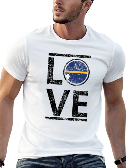 Nauru Flag Love T-Shirt - Distressed Design