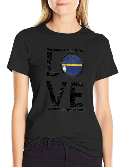 Nauru Flag Love T-Shirt - Distressed Design
