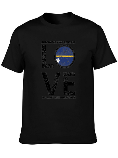 Nauru Flag Love T-Shirt - Distressed Design