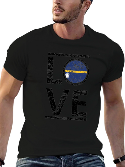 Nauru Flag Love T-Shirt - Distressed Design