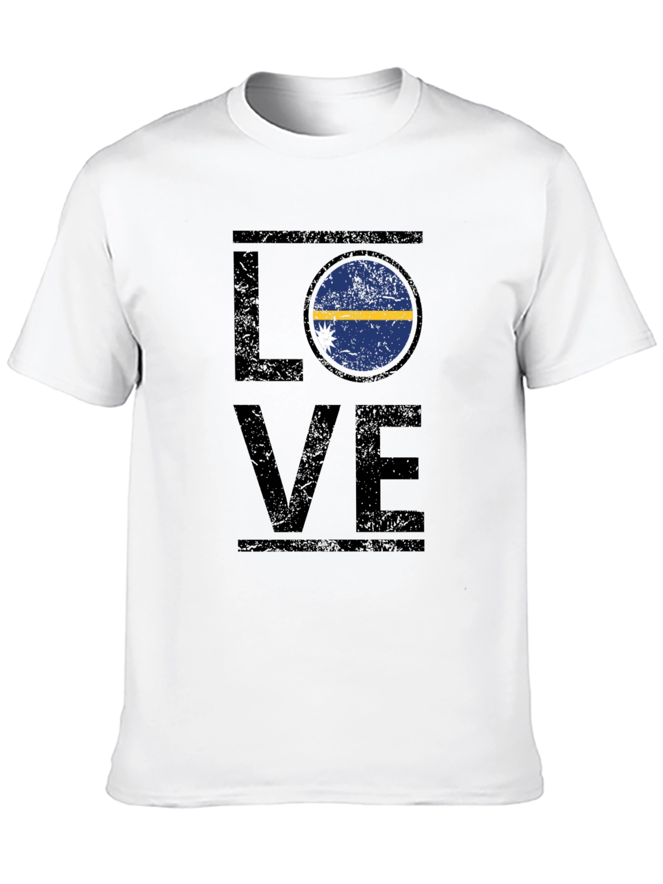 Nauru Flag Love T-Shirt - Distressed Design