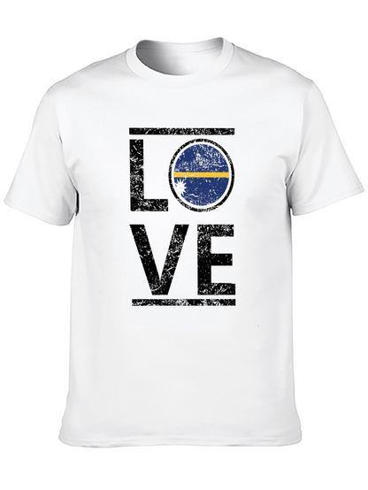 Nauru Flag Love T-Shirt - Distressed Design