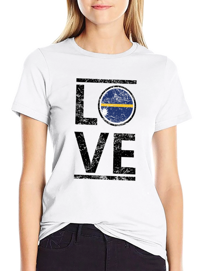 Nauru Flag Love T-Shirt - Distressed Design