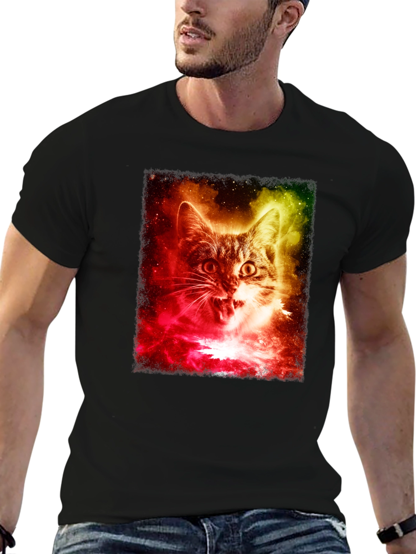 Cosmic Cat T-Shirt - Galaxy Feline Tee