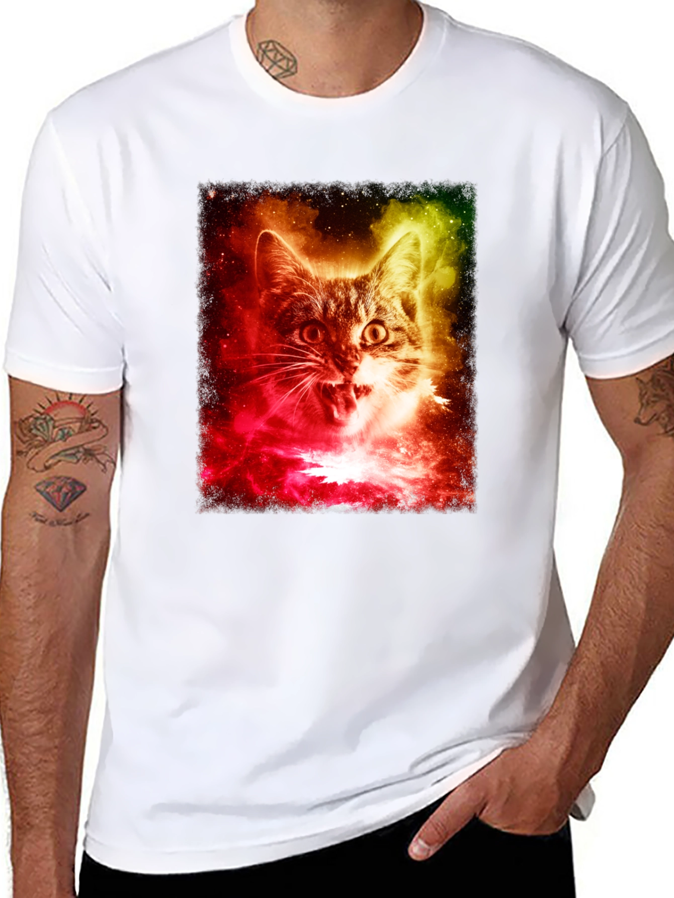 Cosmic Cat T-Shirt - Galaxy Feline Tee