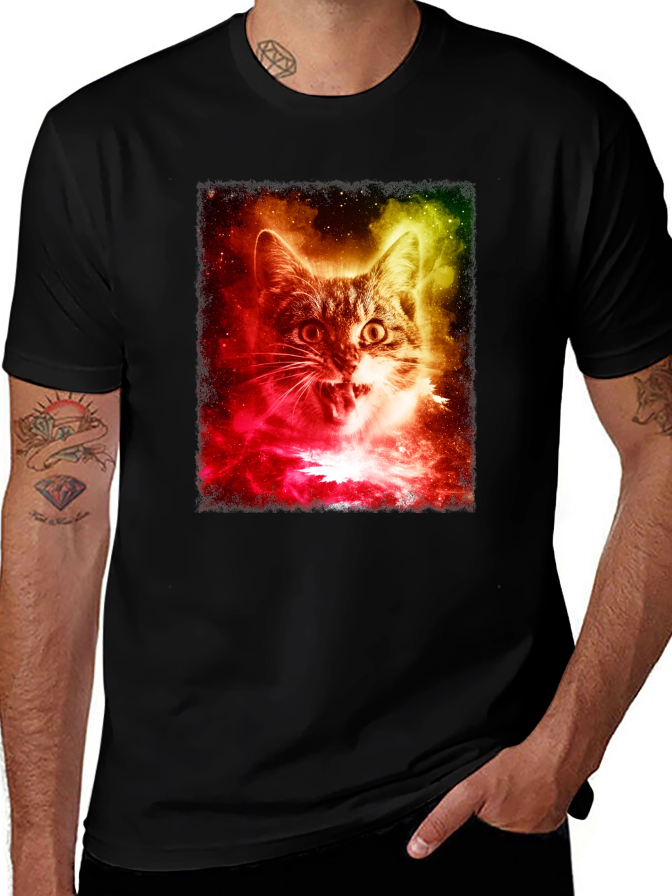 Cosmic Cat T-Shirt - Galaxy Feline Tee