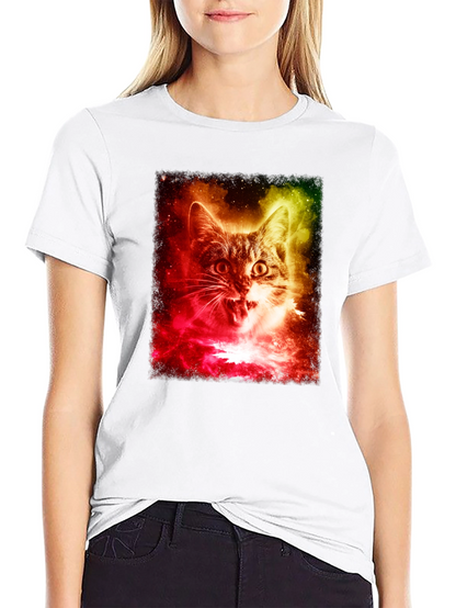 Cosmic Cat T-Shirt - Galaxy Feline Tee