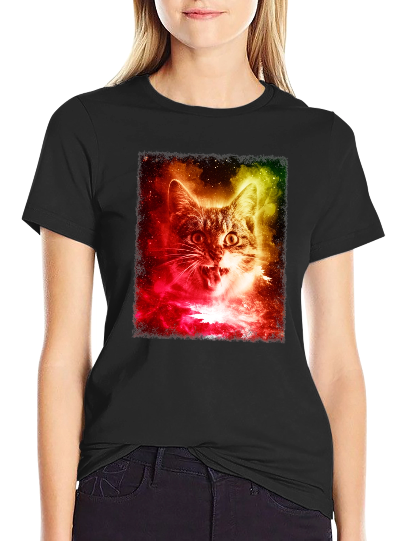 Cosmic Cat T-Shirt - Galaxy Feline Tee