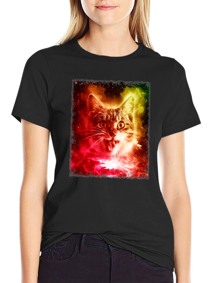 Cosmic Cat T-Shirt - Galaxy Feline Tee