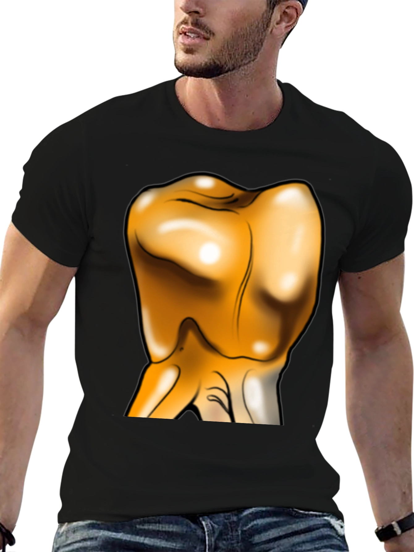 Unique Gold Tooth Graphic T-Shirt - Bold Statement Piece