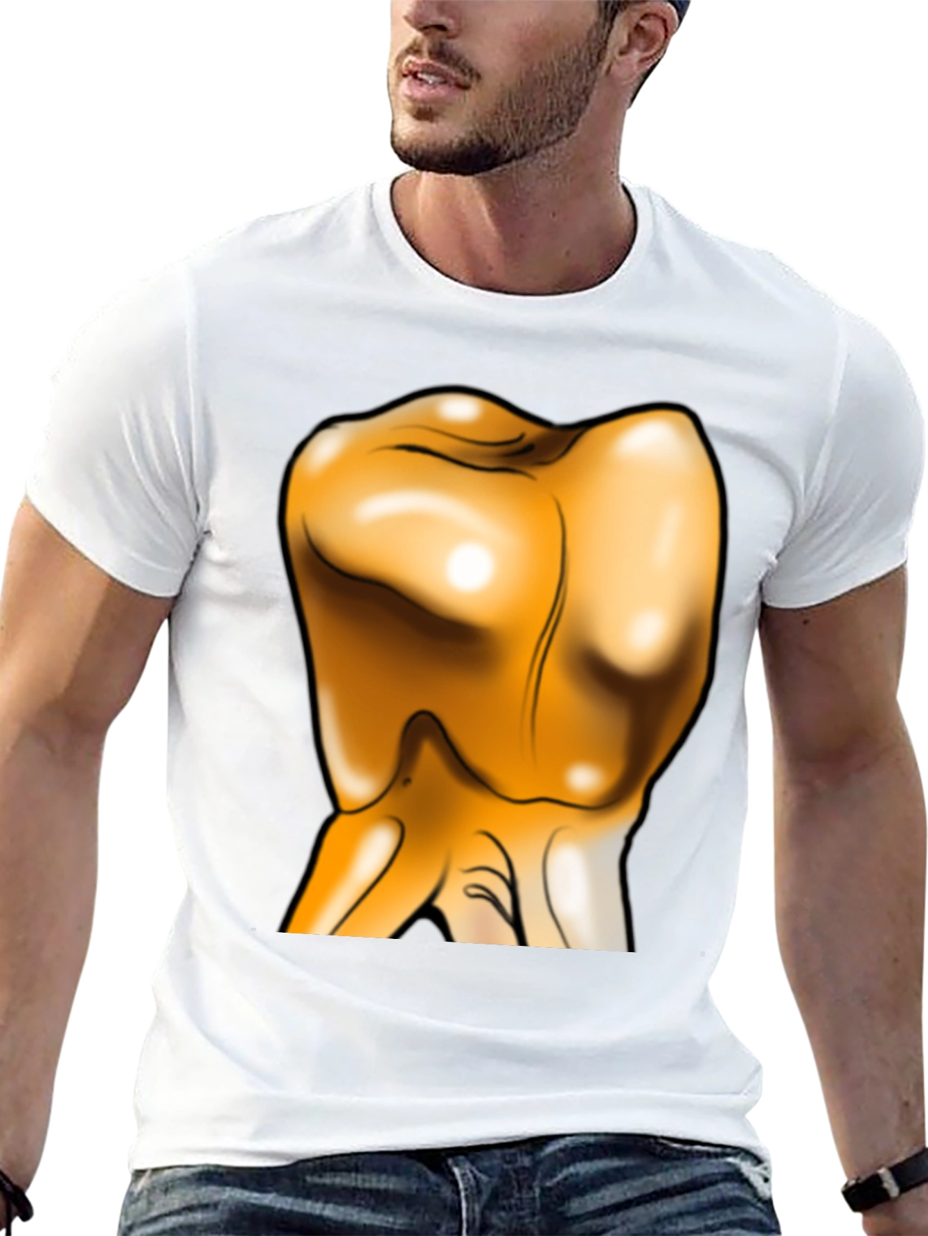 Unique Gold Tooth Graphic T-Shirt - Bold Statement Piece