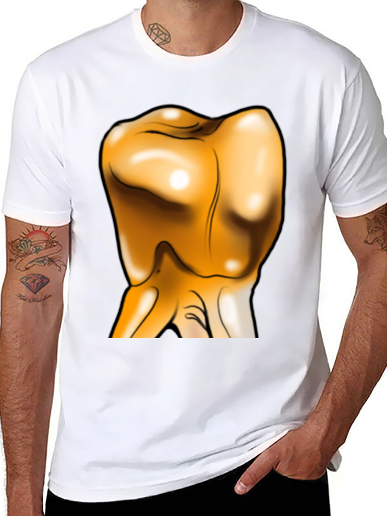 Unique Gold Tooth Graphic T-Shirt - Bold Statement Piece