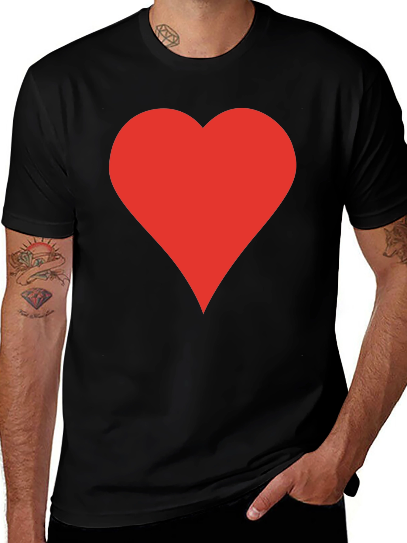 Red Heart Black T-Shirt | Stylish Casual Tee