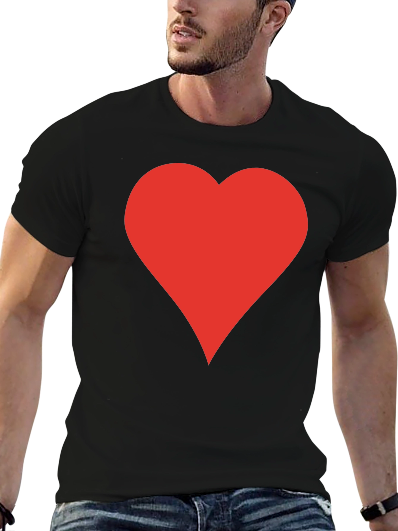Red Heart Black T-Shirt | Stylish Casual Tee