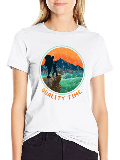 Quality Time Hiking Graphic Tee - Nature Adventure Shirt
