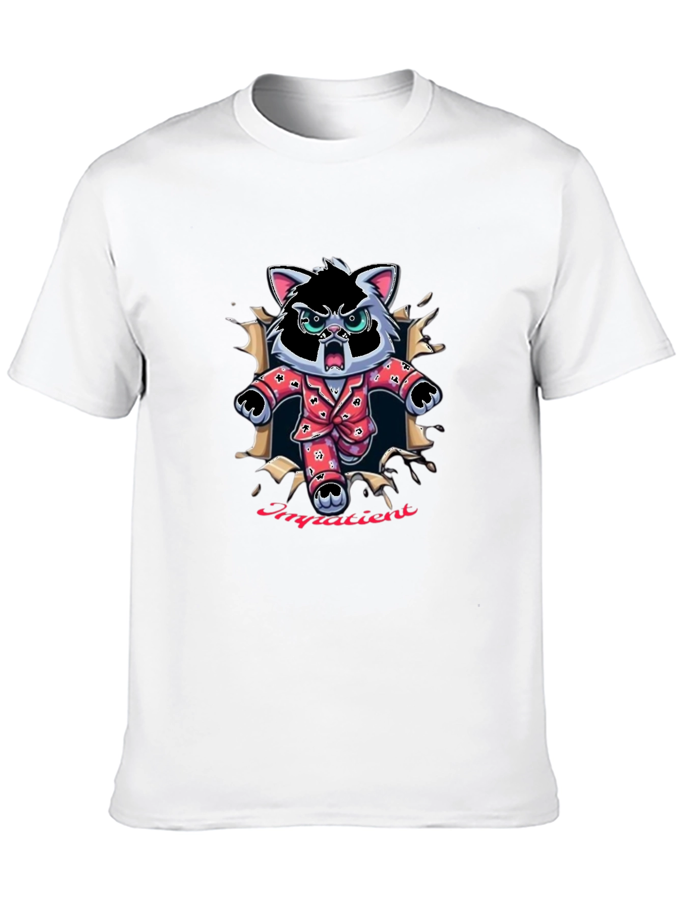 Impatien Cat T-Shirt - Funny Cartoon Tee