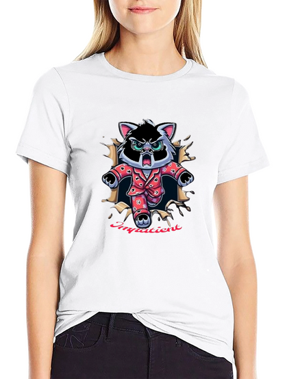 Impatien Cat T-Shirt - Funny Cartoon Tee