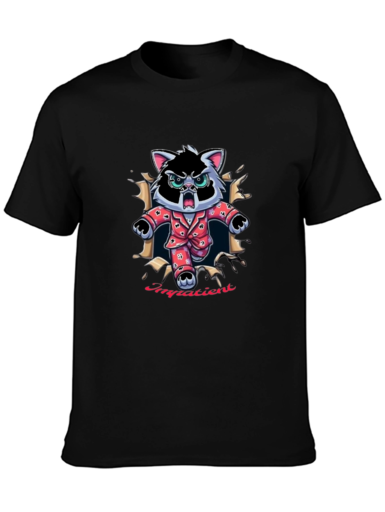 Impatien Cat T-Shirt - Funny Cartoon Tee