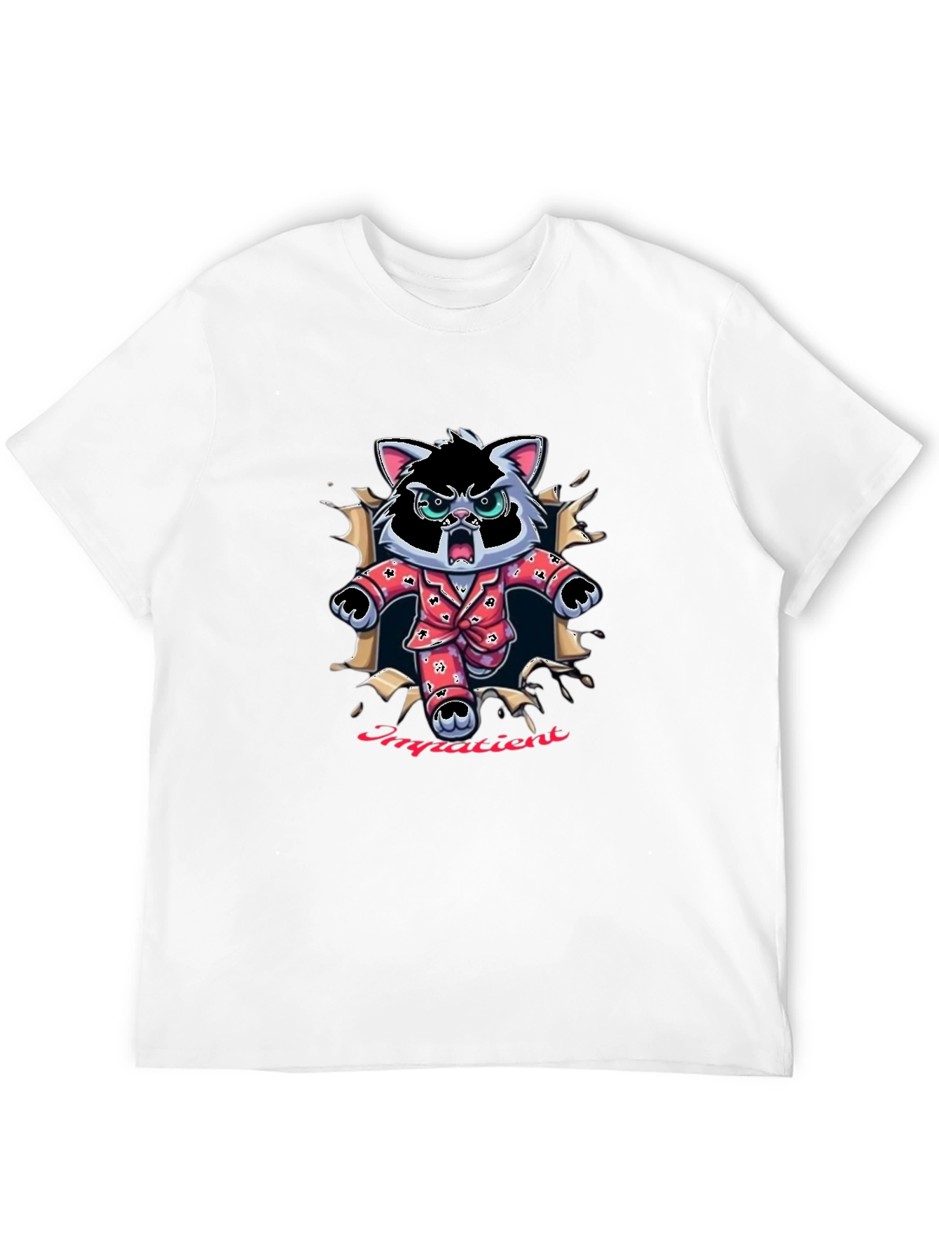 Impatien Cat T-Shirt - Funny Cartoon Tee