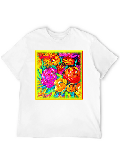 Floral Burst Graphic Tee - Vibrant Art Design